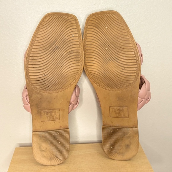 4/$10🎄TIME & TRU Nude Pink Chunky Braided Strap Slip-on Sandals Size 7 - Picture 13 of 14